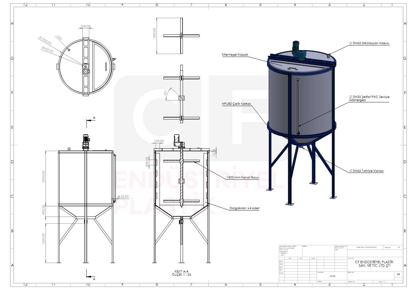 Kimyasal Çözelti Hazırlama Tankları: HDPE & PP Tasarım Kriterleri ve Proses Gereklilikleri